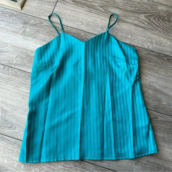 Ziba Satin Silky  Turquoise Pinstriped Cami Pants Two Sets Made in Canada - Picture 3 of 16